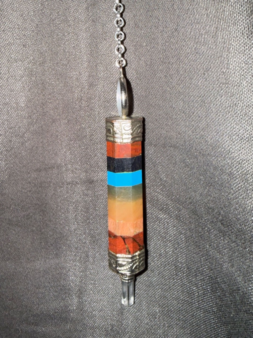 Handmade 7-Chakra Layered Stone Pendulum (Also Called A Chakra)